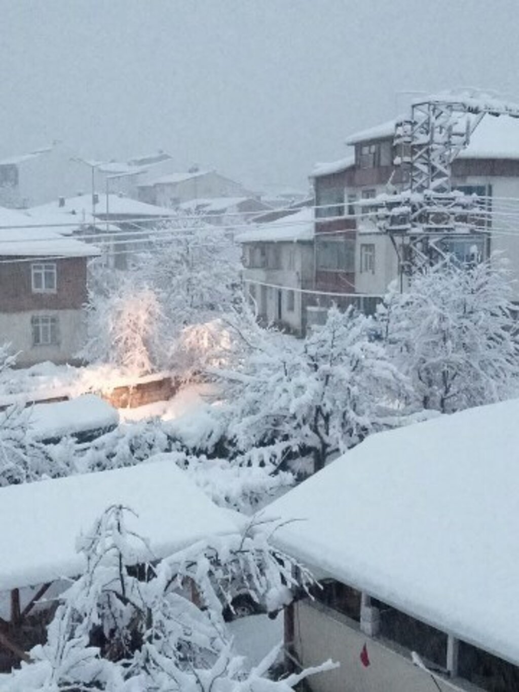 Samsun'da Ladik ilçesine kar yağdı her yer beyaza büründü