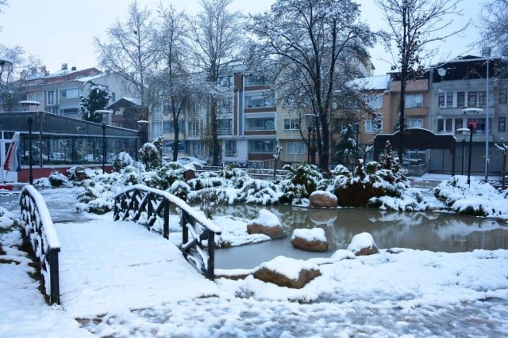 Samsun'un Vezirköprü ilçesinden kartpostallık kar manzaraları