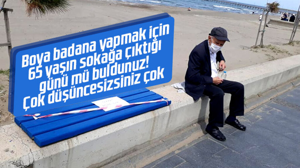 Samsun'da 65 yaşın sokağa çıktığı gün belediye sahilde ki oturma gruplarını boyadı
