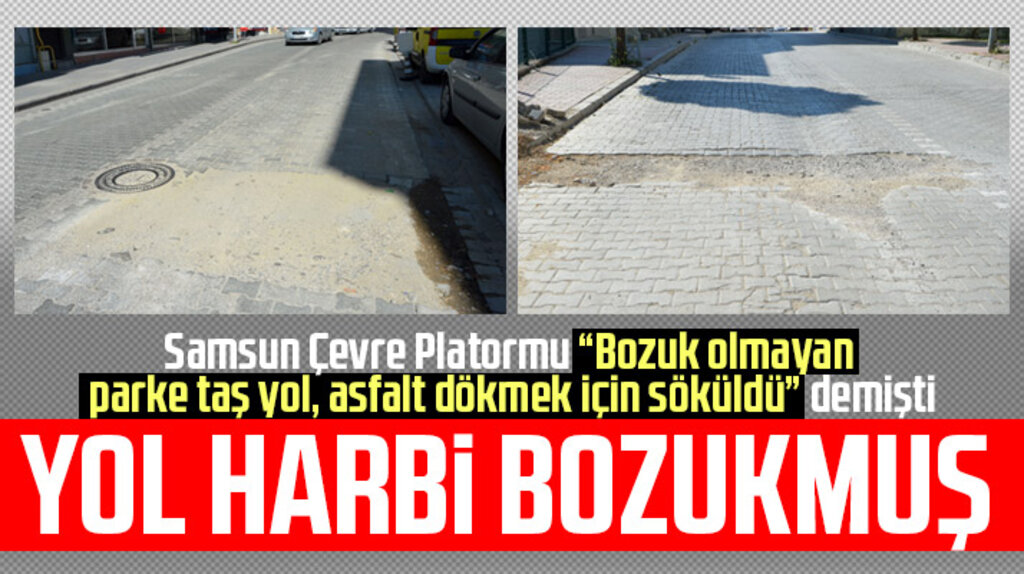Samsun Havza'da sökülen parke taş yolun bozuk olduğu ortaya çıktı