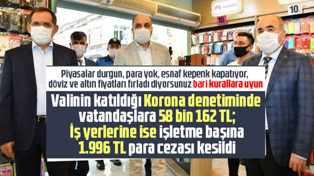 Samsun Valisinin katıldığı Korona denetiminde vatandaşa da iş yerlerine de para cezası verildi