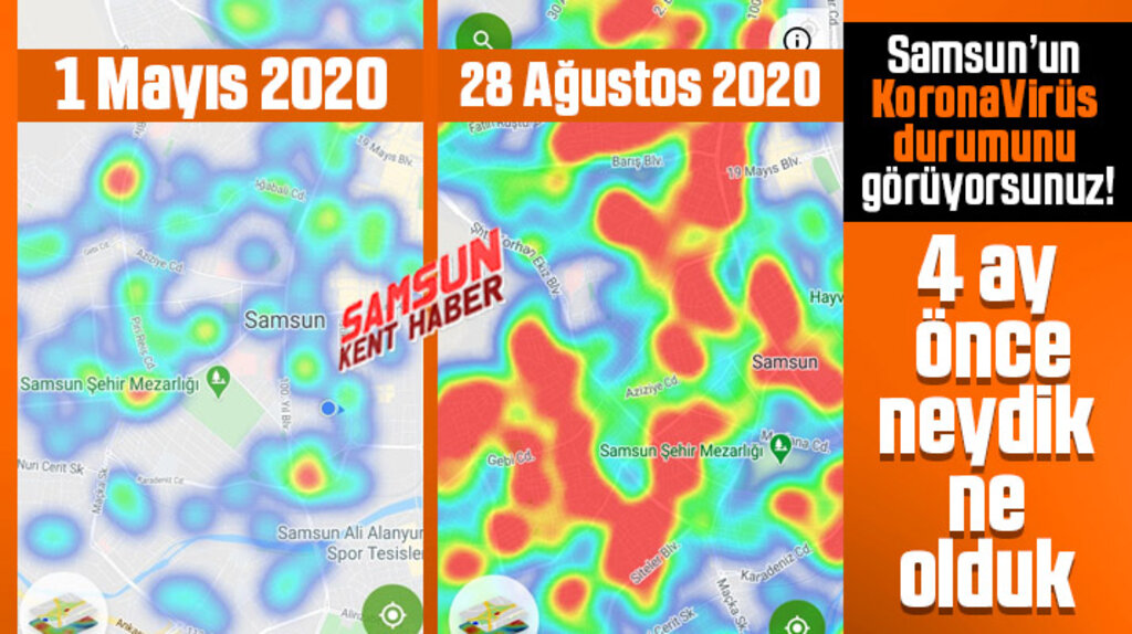 Samsun'un Mayıs ayında Korona Virüs yoğunluğu neydi, Ağustos ayında ne oldu