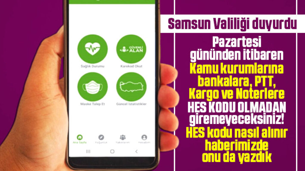 Samsun'da HES kodu olmadan bankalara, kamu kurumlarına, PTT'ye giriş yasaklandı