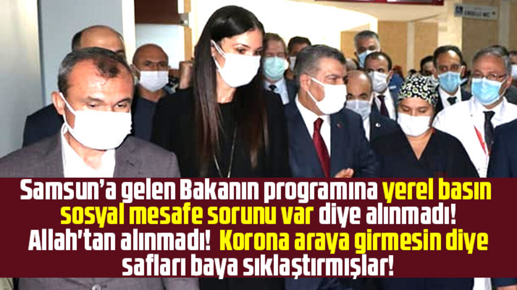 Fahrettin Koca'nın Samsun programında sosyal mesafe kuralı ihlal edildi