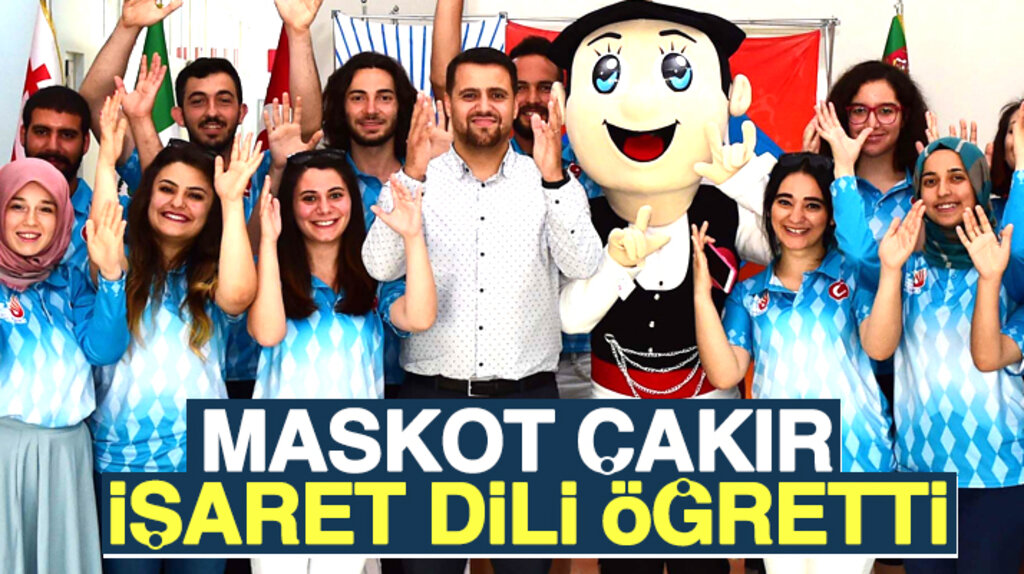 Samsun'da olimpiyatların maskotu Çakır, işaret dili eğitimi verdi