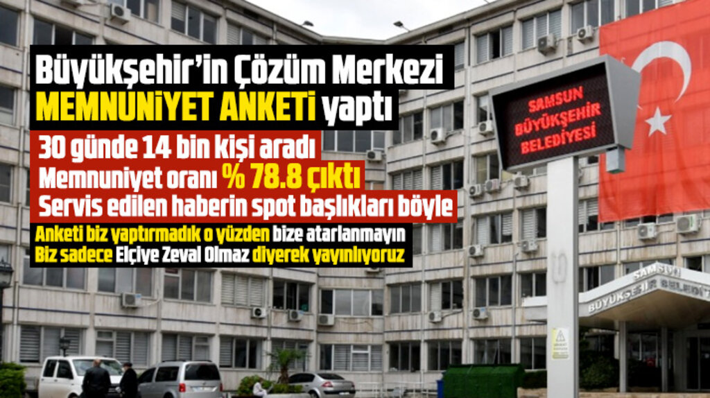 Samsun Büyükşehir memnuniyet anketi yaptı! Memnuniyet oranının yüzde 78,8 çıktığı açıklandı