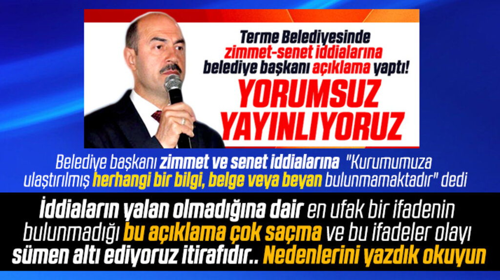 Terme Belediye Başkanı Ali Kılıç zimmet iddialarına verdiği cevapla aslında ne söyledi
