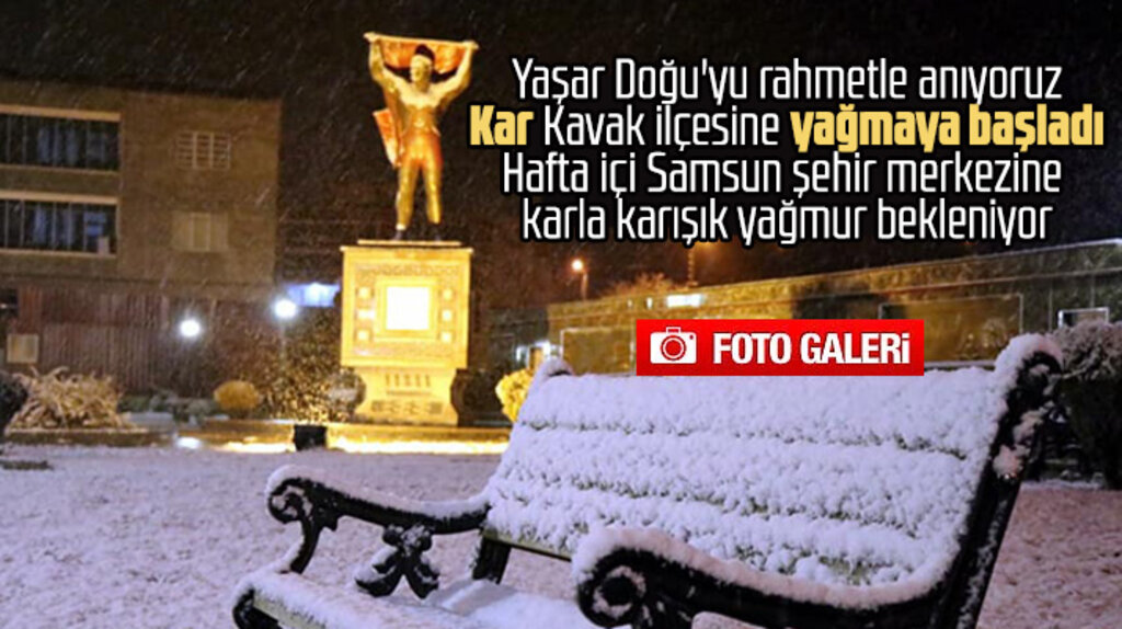 Samsun'un Kavak ilçesinde kar yağışı başladı
