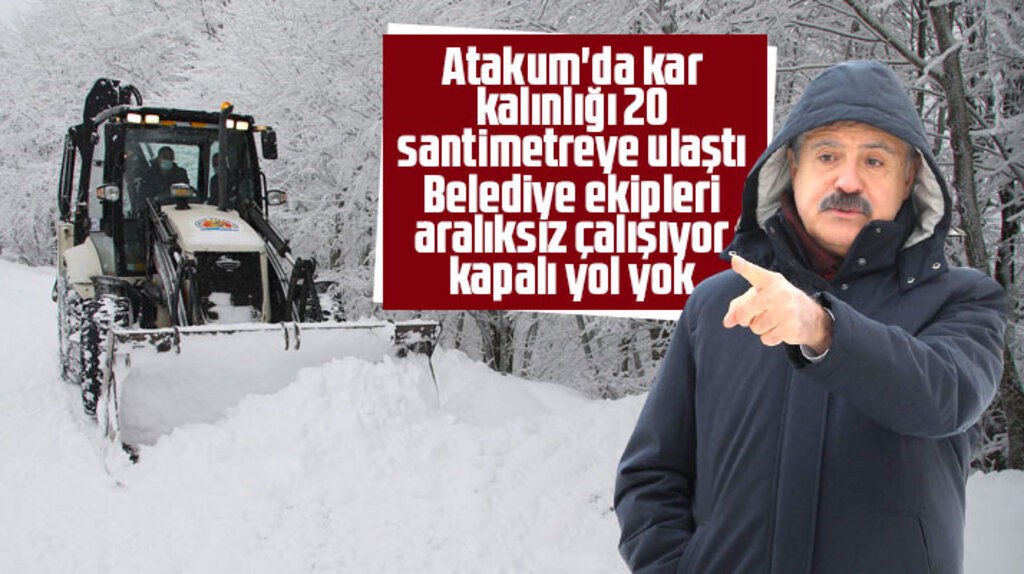 Samsun'un Atakum ilçesinde kar kalınlığı 20 santimetreye ulaştı! Belediye aralıksız çalışıyor