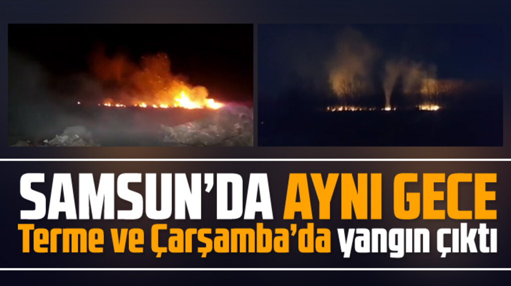 Samsun'a bağlı Terme ve Çarşamba ilçesinde aynı gece yangın çıktı