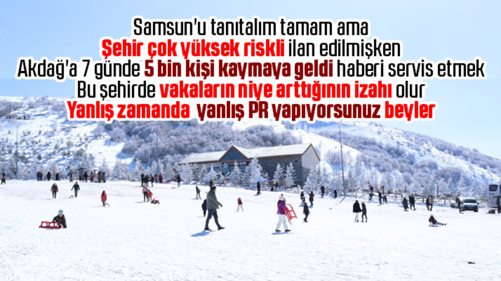 Samsun çok yüksek riskli il ama Akdağ Kayak Merkezini 7 günde 5 bin kişi ziyaret etti