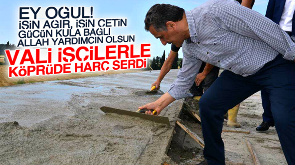 Samsun Valisi Osman Kaymak, eline mala aldı işçilerle harç serdi