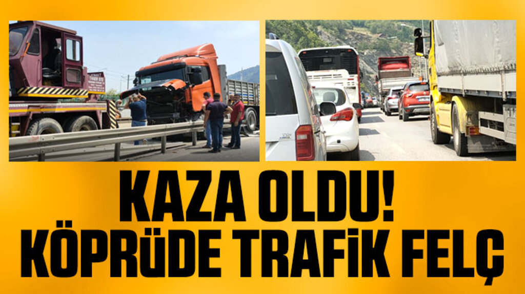 Samsun'da Kirazlık mevkiinde kaza oldu üst köprüde trafik kilitlendi