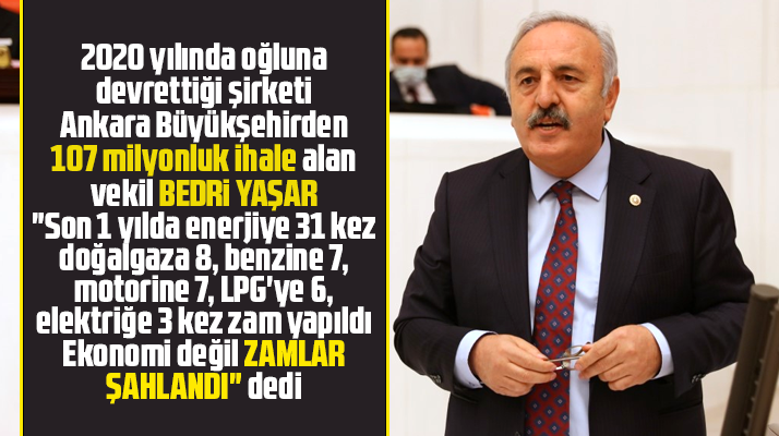 Samsun Milletvekili Bedri Yaşar ekonominin değil zamların şahlandığını açıkladı