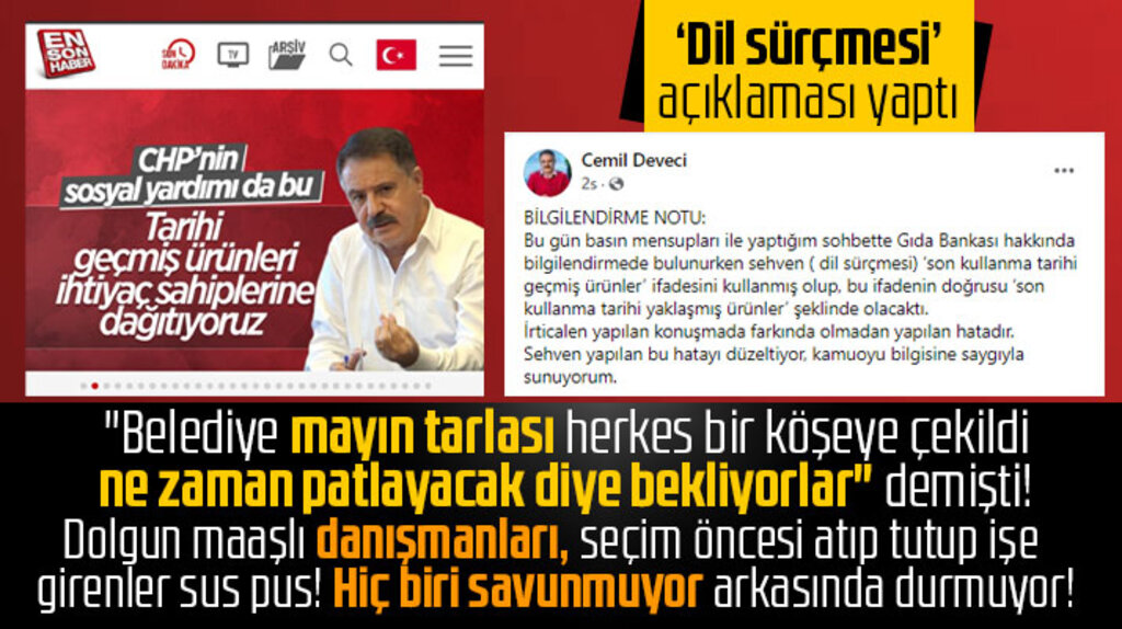 Cemil Deveci, 'Tarihi bitmiş yiyecekler' sözlerini sehven söylediğini açıkladı