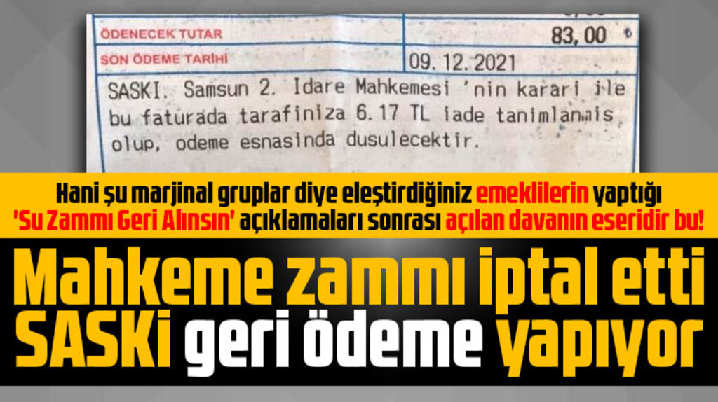 Samsun'da mahkeme su zammını iptal etti! SASKİ vatandaşa geri ödeme yapıyor