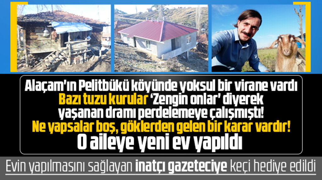 Samsun'un Alaçam ilçesinde virane evde yaşayan aileye yeni ev yapıldı