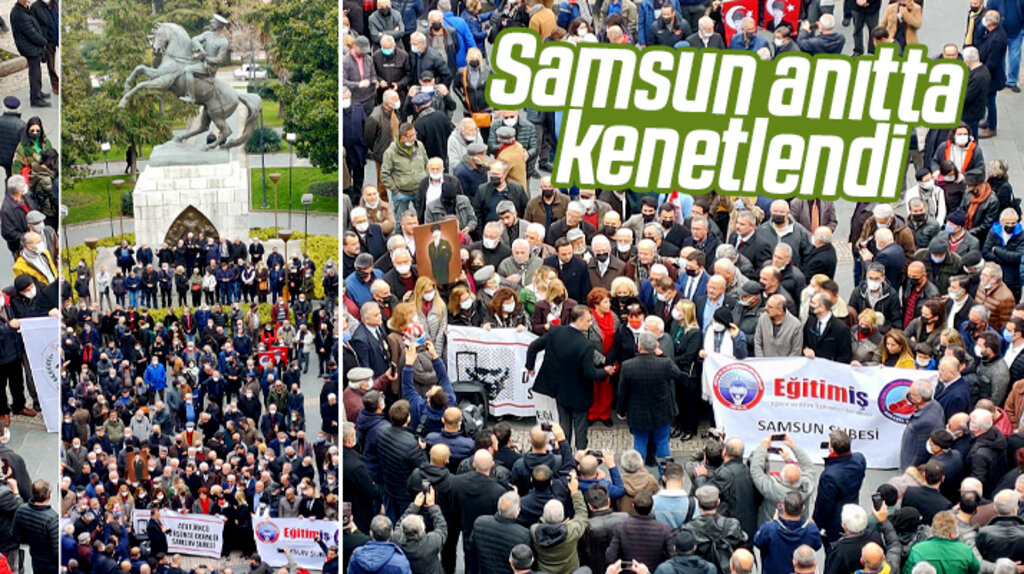 Samsun'da saldırıya uğrayan Atatürk Anıtı önünde açıklama yapıldı
