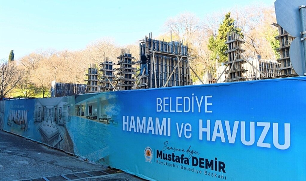 Samsun'da Belediye Hamamı'nın inşaatı hızla yükseliyor