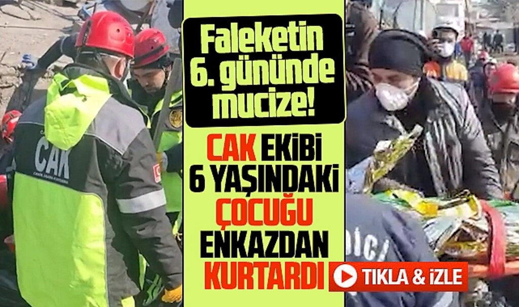 Canik Belediyesi CAK ekibi deprem enkazından 6 yaşındaki çocuğu kurtardı