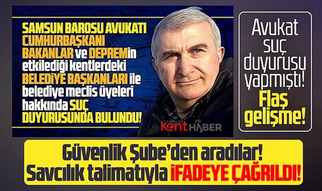 Samsun'da avukat Hüseyin Cimşit ifadeye çağrıldığını duyurdu