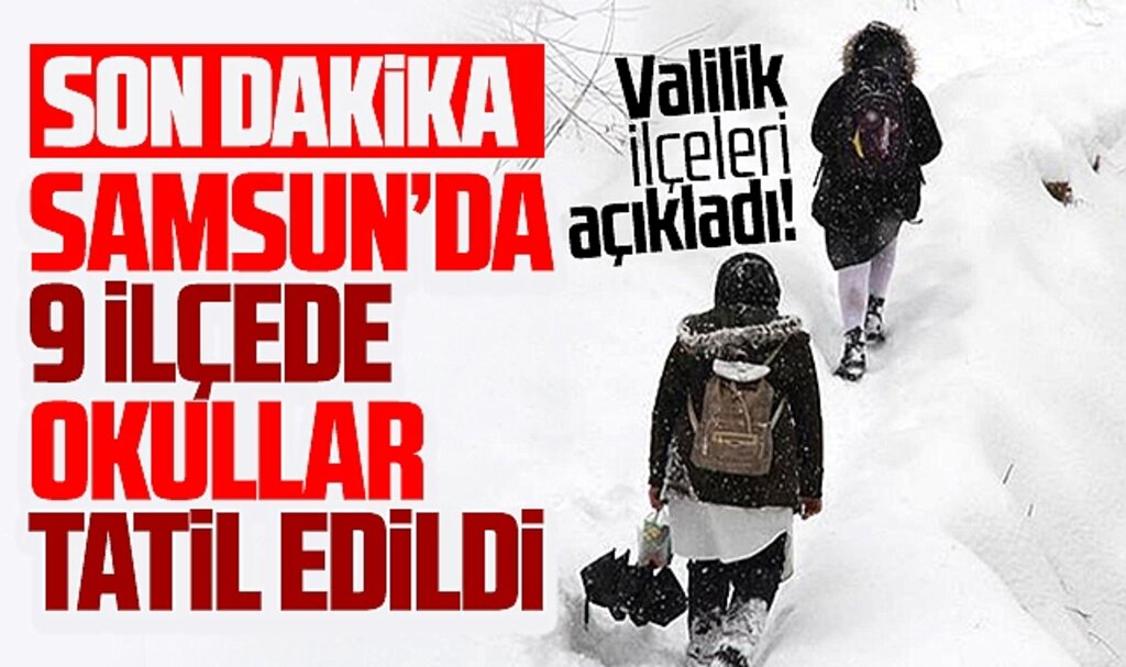 Samsun'da son dakika! Pazartesi günü 9 ilçede okullara kar tatili verildi