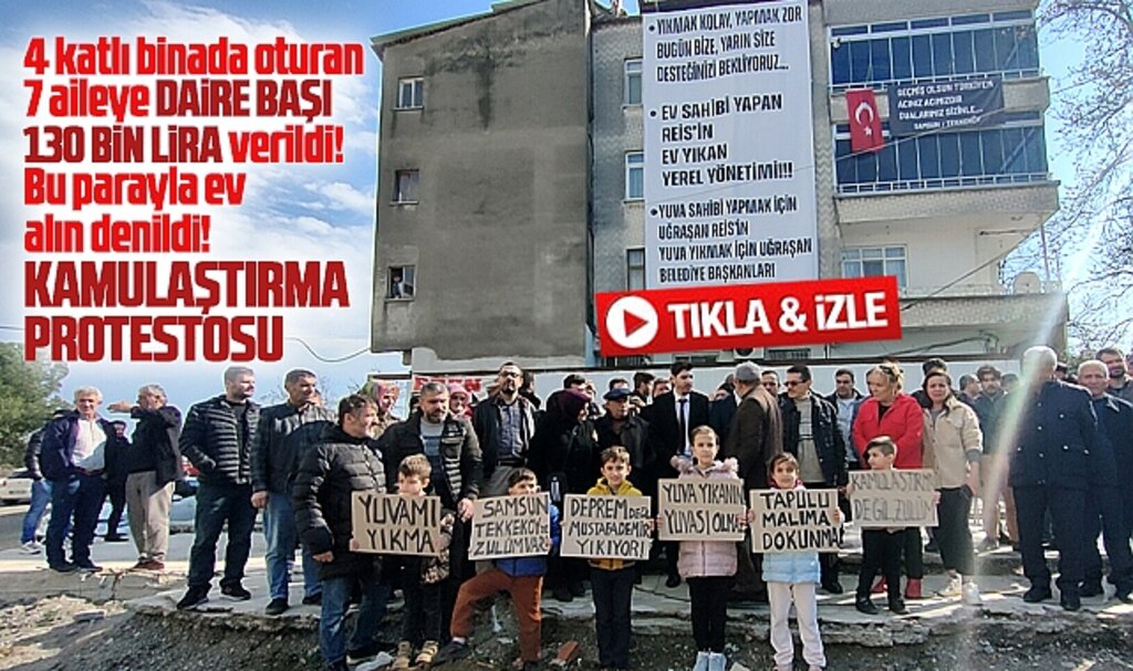 Samsun Tekkeköy'de Solmaz ve Büyük aileleri kamulaştırma protestosu yaptı