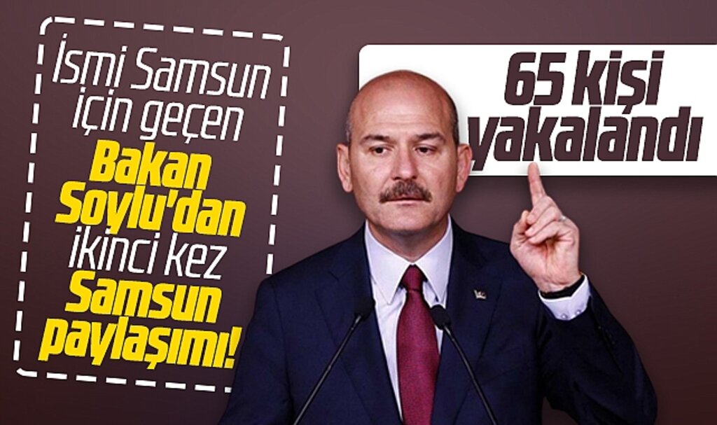 Bakan Soylu Samsun merkezli operasyonda 65 kişinin yakalandığını duyurdu