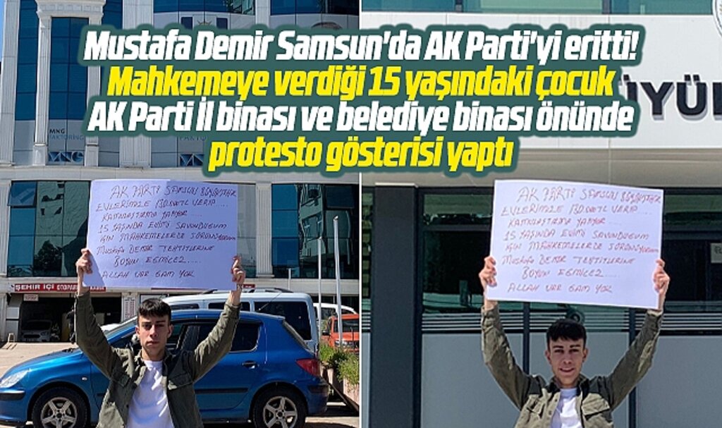 Samsun Büyükşehir Başkanı Demir'in mahkemeye verdiği çocuk protesto gösterisi yaptı