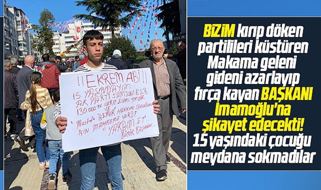 Samsun'da İmamoğlu'nun Halk Buluşmasına Mustafa Demir pankartıyla geldi alana alınmadı
