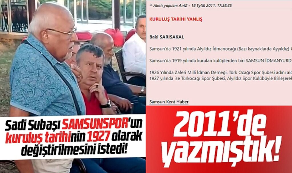 Samsunspor'un kuruluş tarihi 1965 değil, 1927! Subaşı tarihin değiştirilmesini istedi