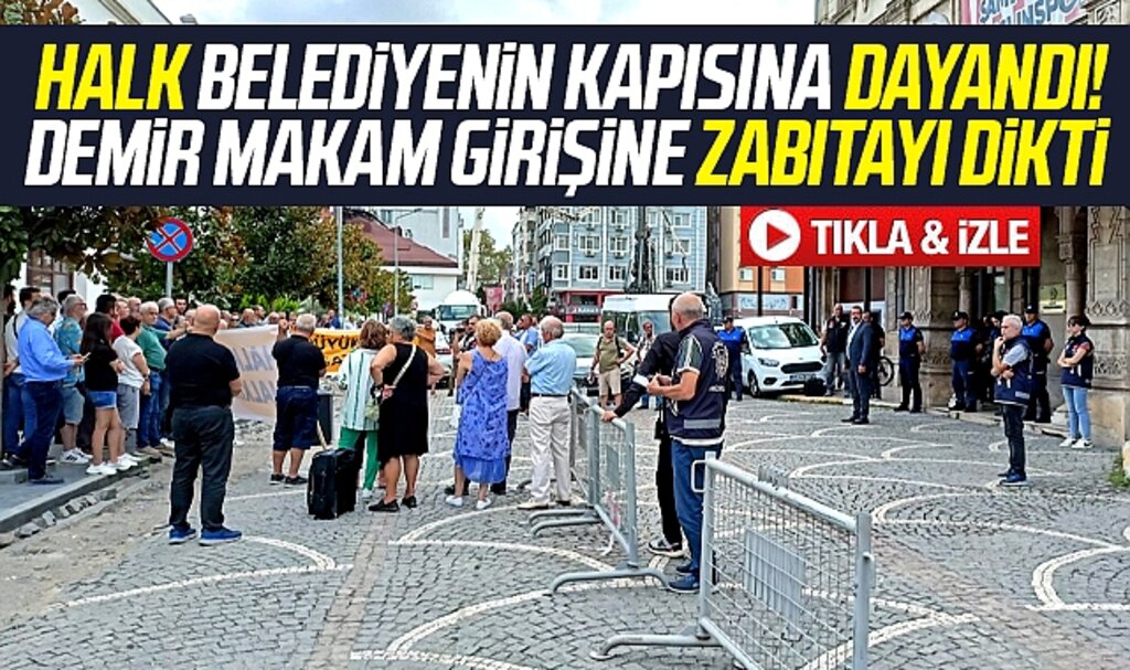 Samsun Büyükşehir binası önünde ihale protestosu oldu, zabıtalar nöbet tuttu