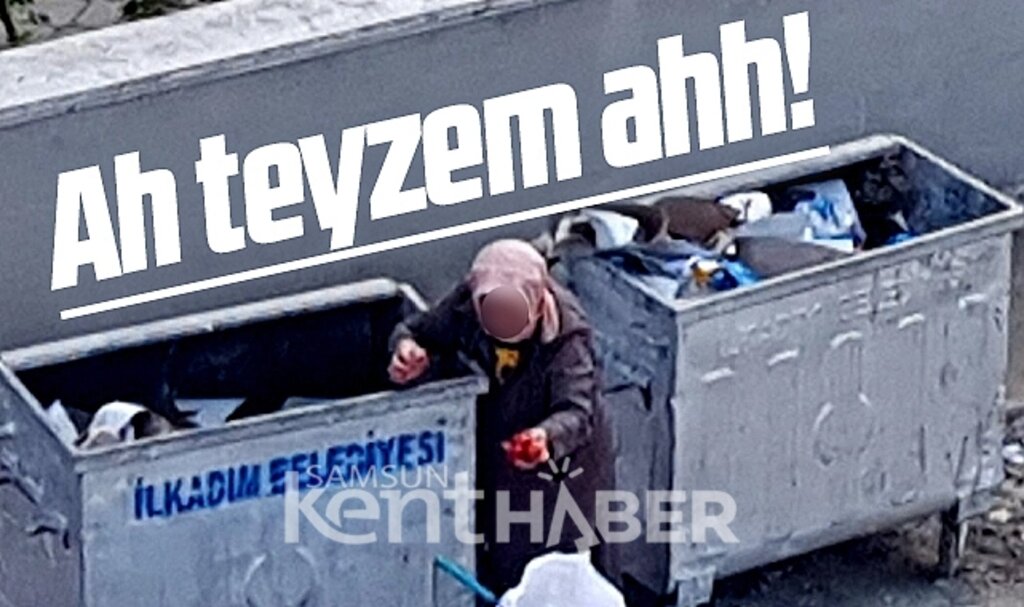 Samsun'da çöpe atılan üzüm ve domatesleri toplayan yaşlı kadın yürek dağladı