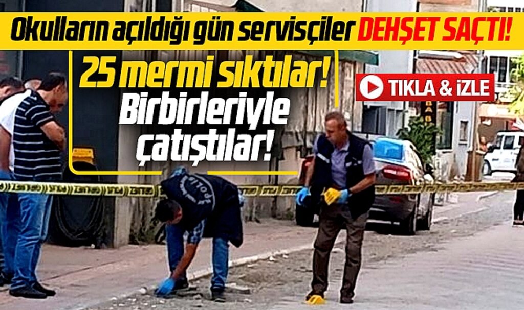 Samsun'un Bafra ilçesinde öğrenci servisi şoförleri silahla çatışarak dehşet saçtı!