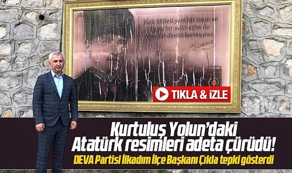Samsun'da Kurtuluş Yolun'daki Atatürk resimleri çürümeye yüz tuttu