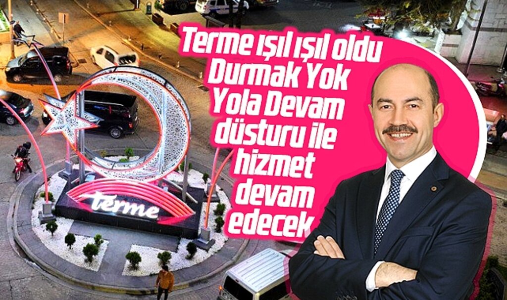 Samsun Terme'de 5 büyük caddenin ışıklandırma çalışması tamamlandı