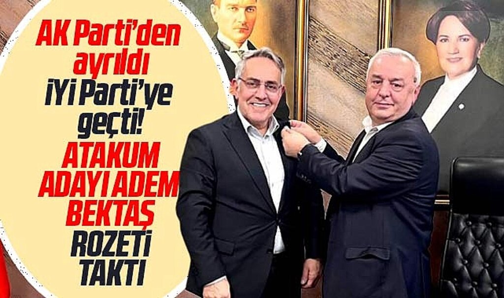 Samsun'da İYİ Parti'nin Atakum adayı olan Adem Bektaş'a parti rozeti takıldı