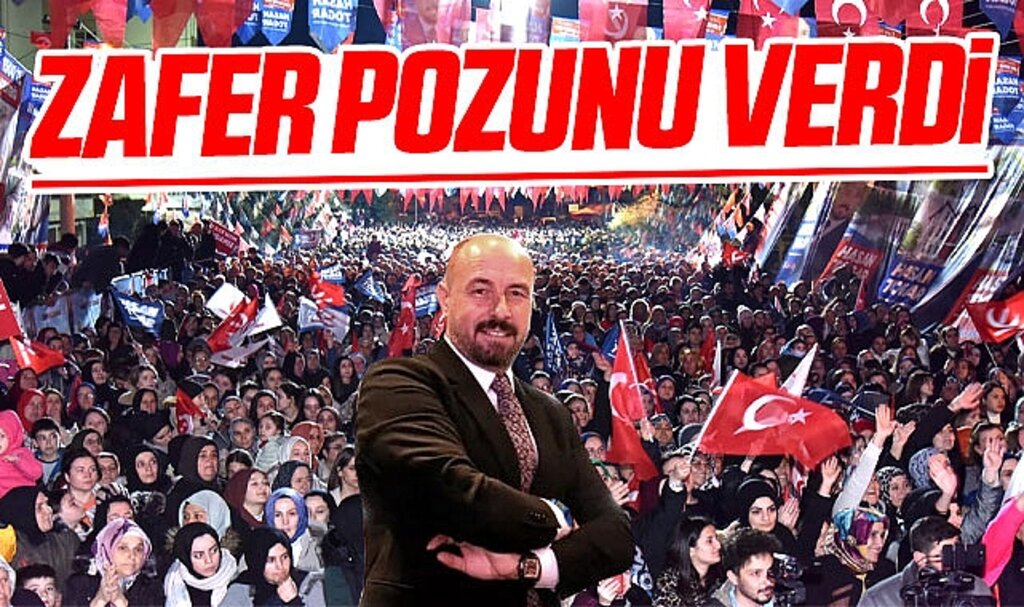 Samsun Tekkeköy'de Hasan Togar Büyük Kutlukent mitinginde zafer pozunu verdi