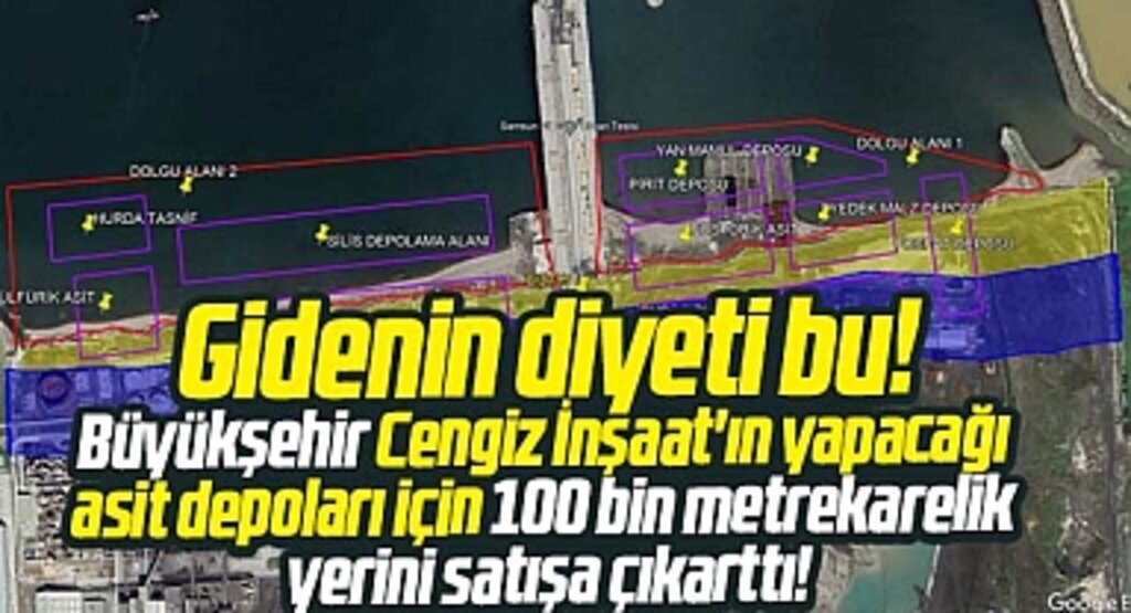 Samsun Büyükşehir asit depoları için Tekkeköy'de 100 bin metrekarelik arsayı satışa çıkarttı