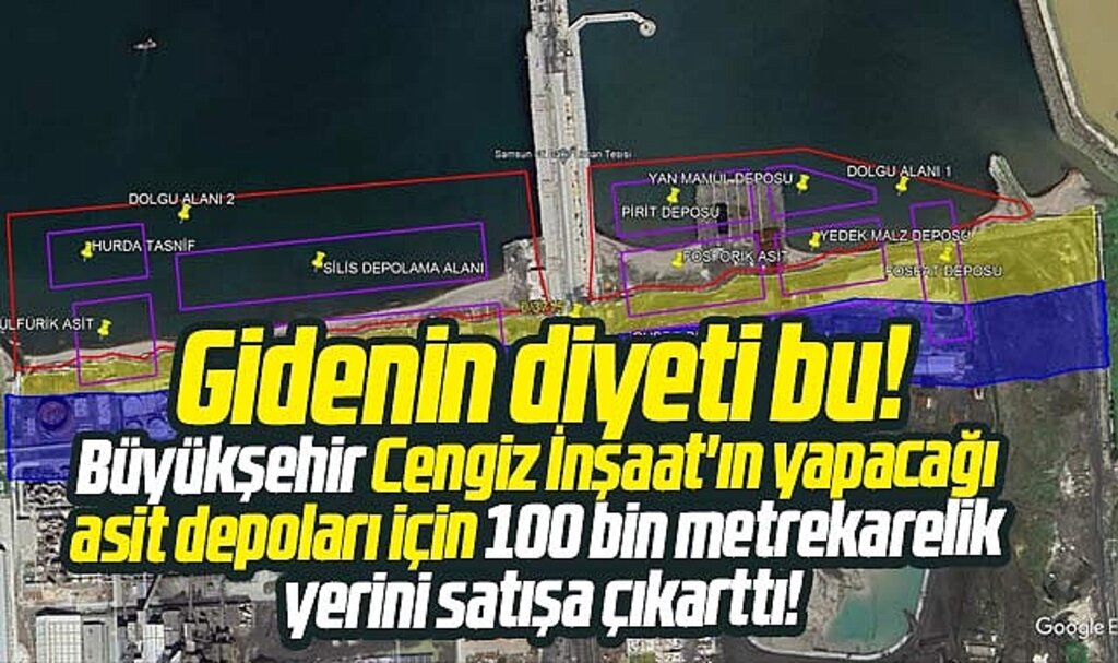 Samsun Büyükşehir asit depoları için Tekkeköy'de 100 bin metrekarelik arsayı satışa çıkarttı