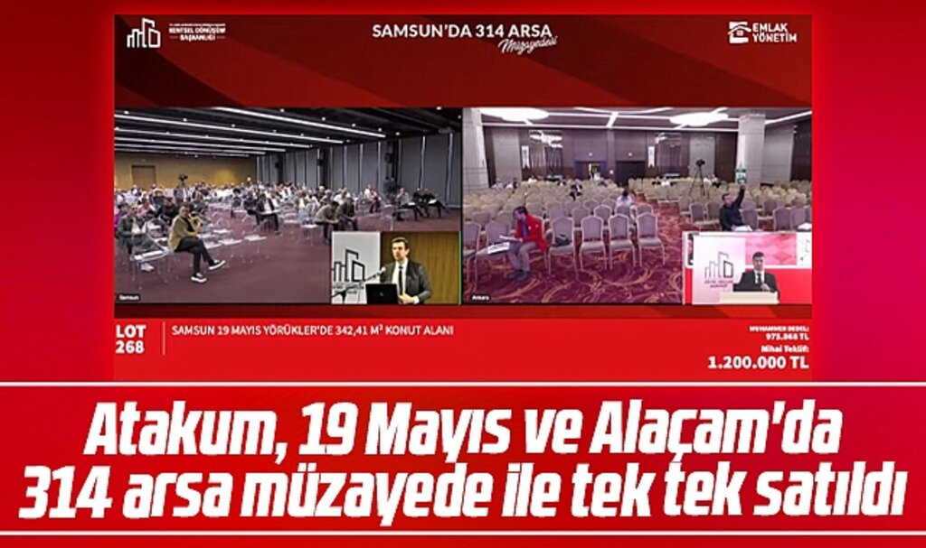 Samsun'da Atakum, 19 Mayıs ve Alaçam'da 314 arsa müzayede ile satıldı