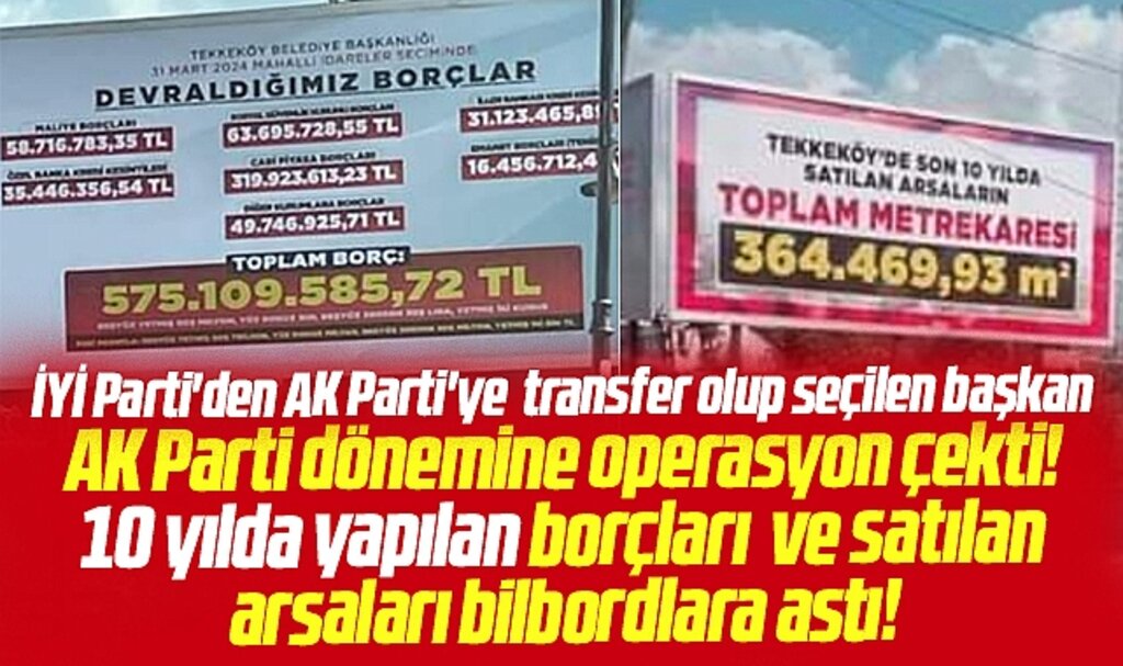 Samsun'da AK Partili belediye, AK Parti dönemi borçları ve satılan arsaları bilbordlara astı
