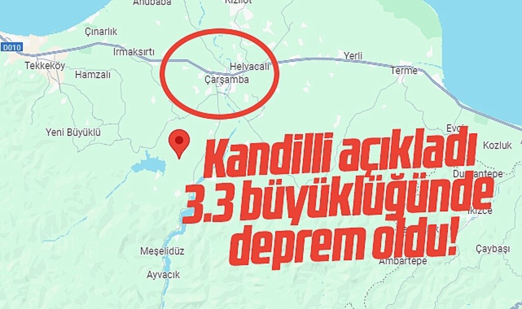Samsun'da deprem! Kandilli 3.3 büyüklüğünde olduğunu açıkladı