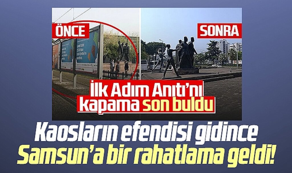 Samsun'da İlkadım Anıtı'nın önünü perdeleyen bilboardlar kaldırıldı