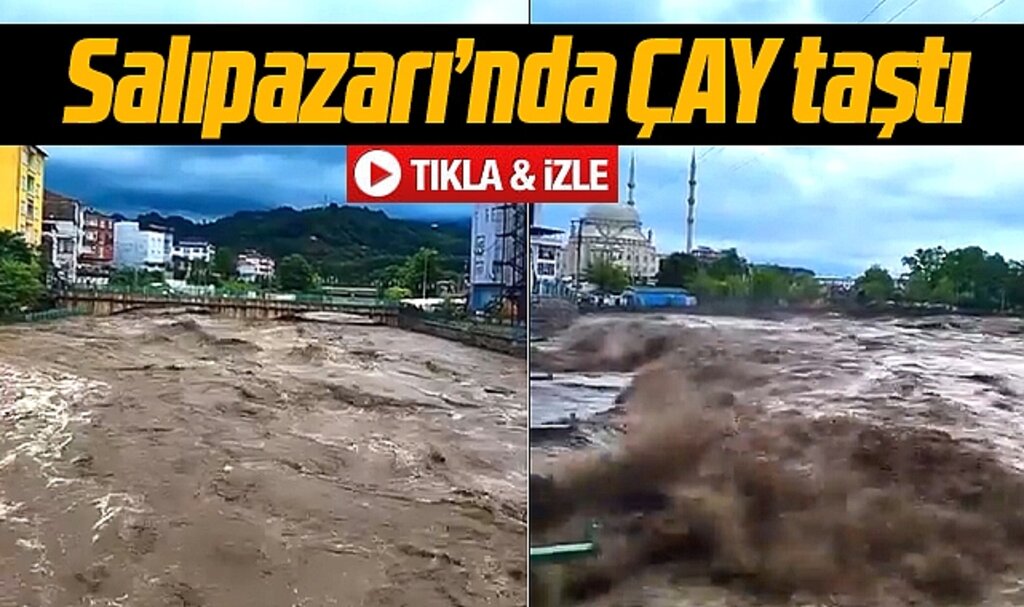Samsun'un Salıpazarı ilçesinde sağanak yağmur! İlçenin içinden geçen çay taştı