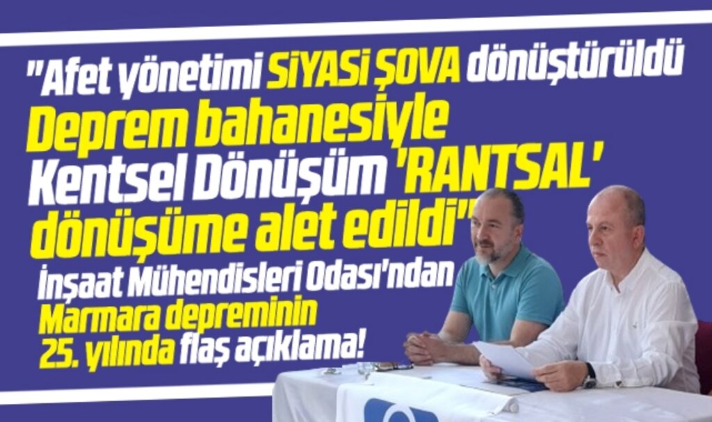 İMO Samsun Şubesi'nden Marmara Depremi'nin 25. yılında dikkat çekici açıklama!