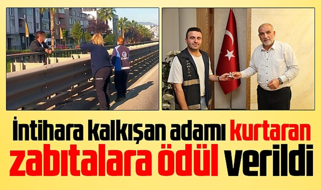 Samsun'da intihar girişiminde bulunan adamı kurtaran zabıtalara ödül verildi