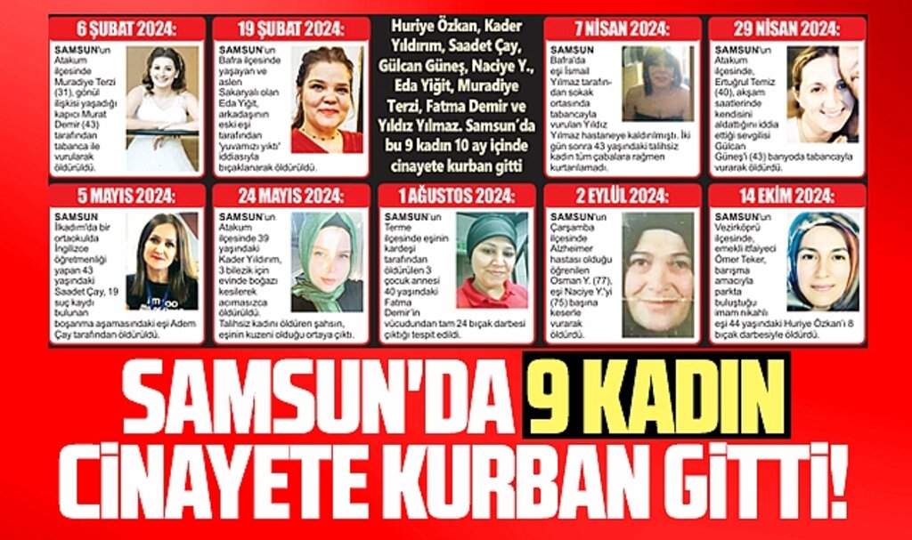 Samsun'da kadın cinayetleri! Samsun'da 9 kadın cinayete kurban gitti