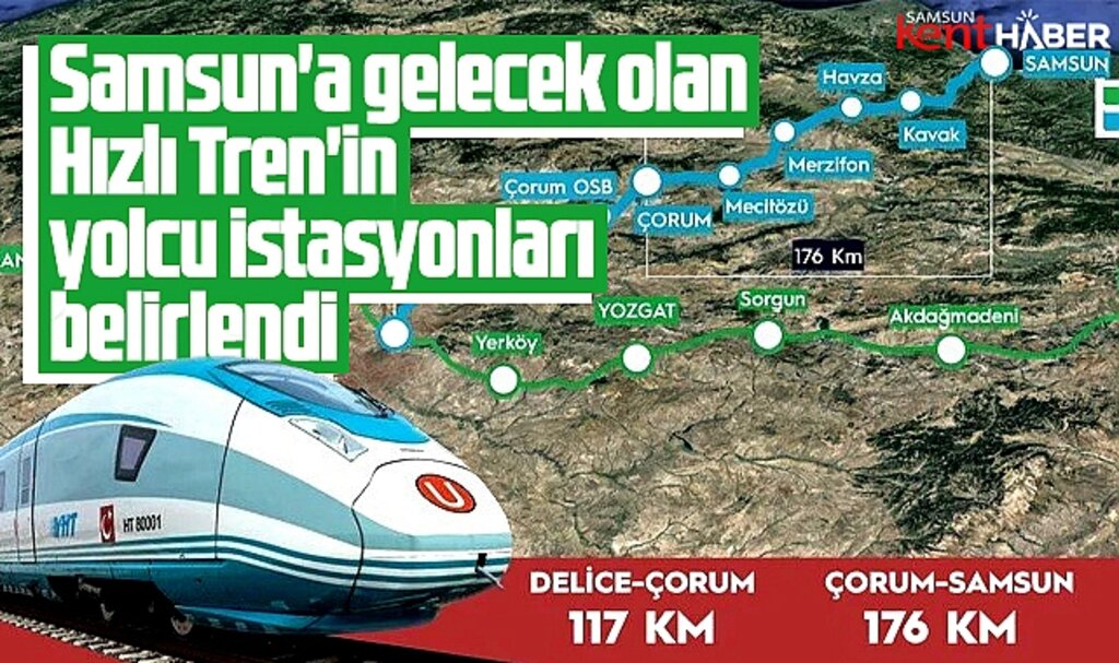 Samsun'a gelecek olan Hızlı Tren'in yolcu istasyonları belirlendi