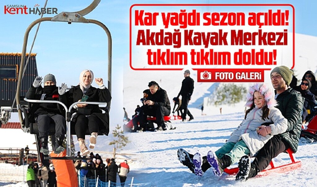 Samsun'da Ladik Akdağ Kayak Merkezi sezonu açtı, tıklım tıklım doldu